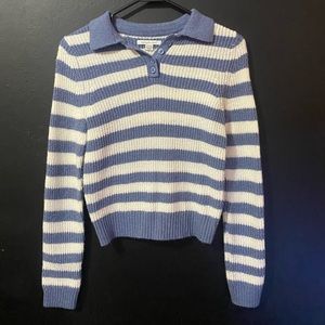 American eagle blue and white striped collared long sleeve, XS